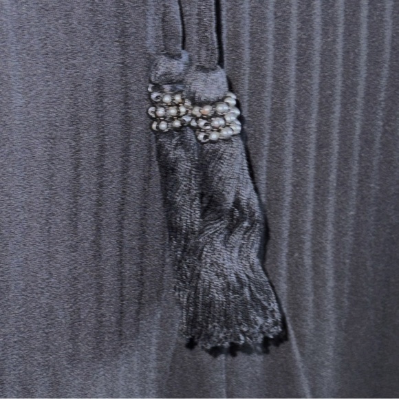 Daniel Rainn Silky Black Long Sleeve Pin Tucked Peasant Blouse Top Sz Large - Picture 5 of 9